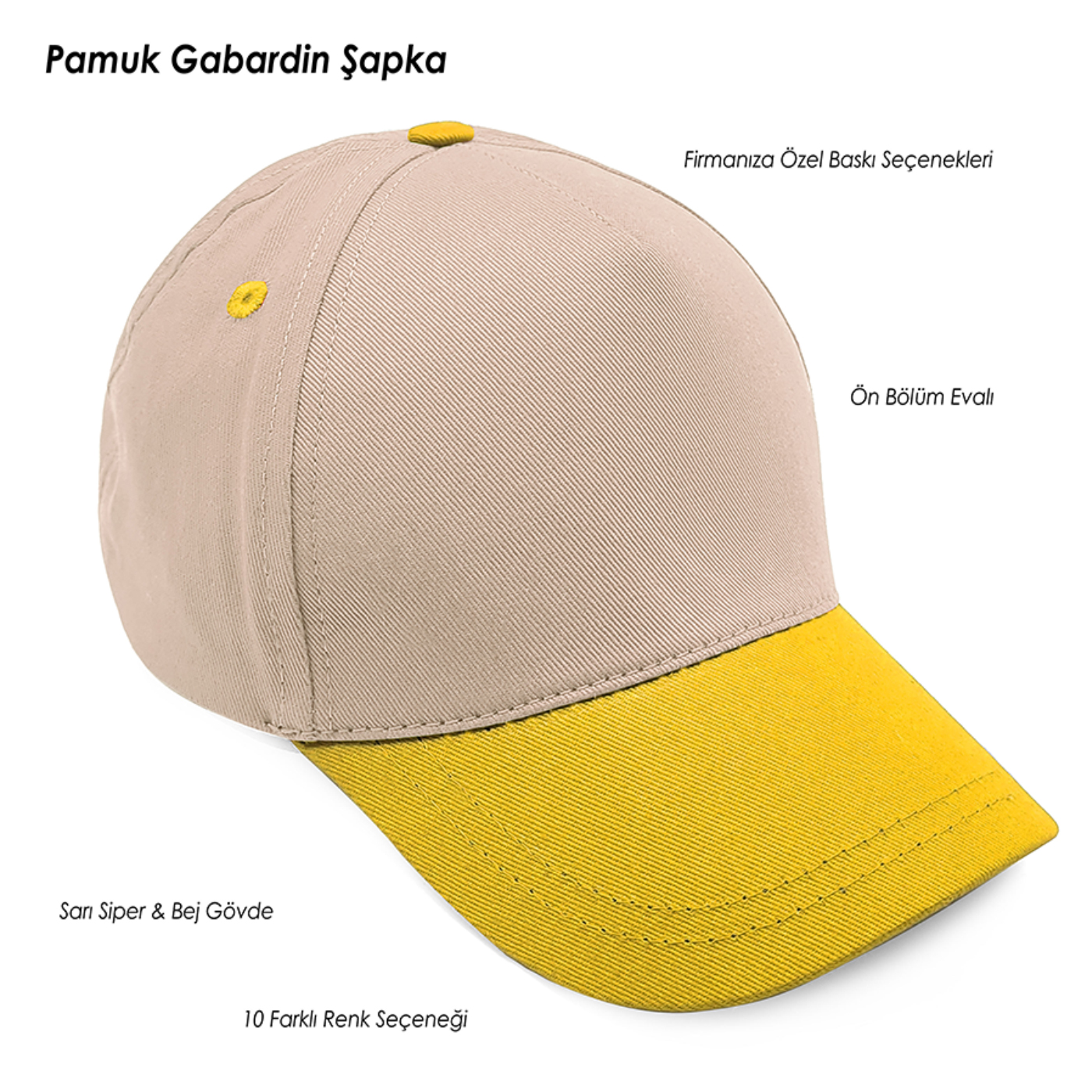 Bej Gövde - Sarı Siper Şapka