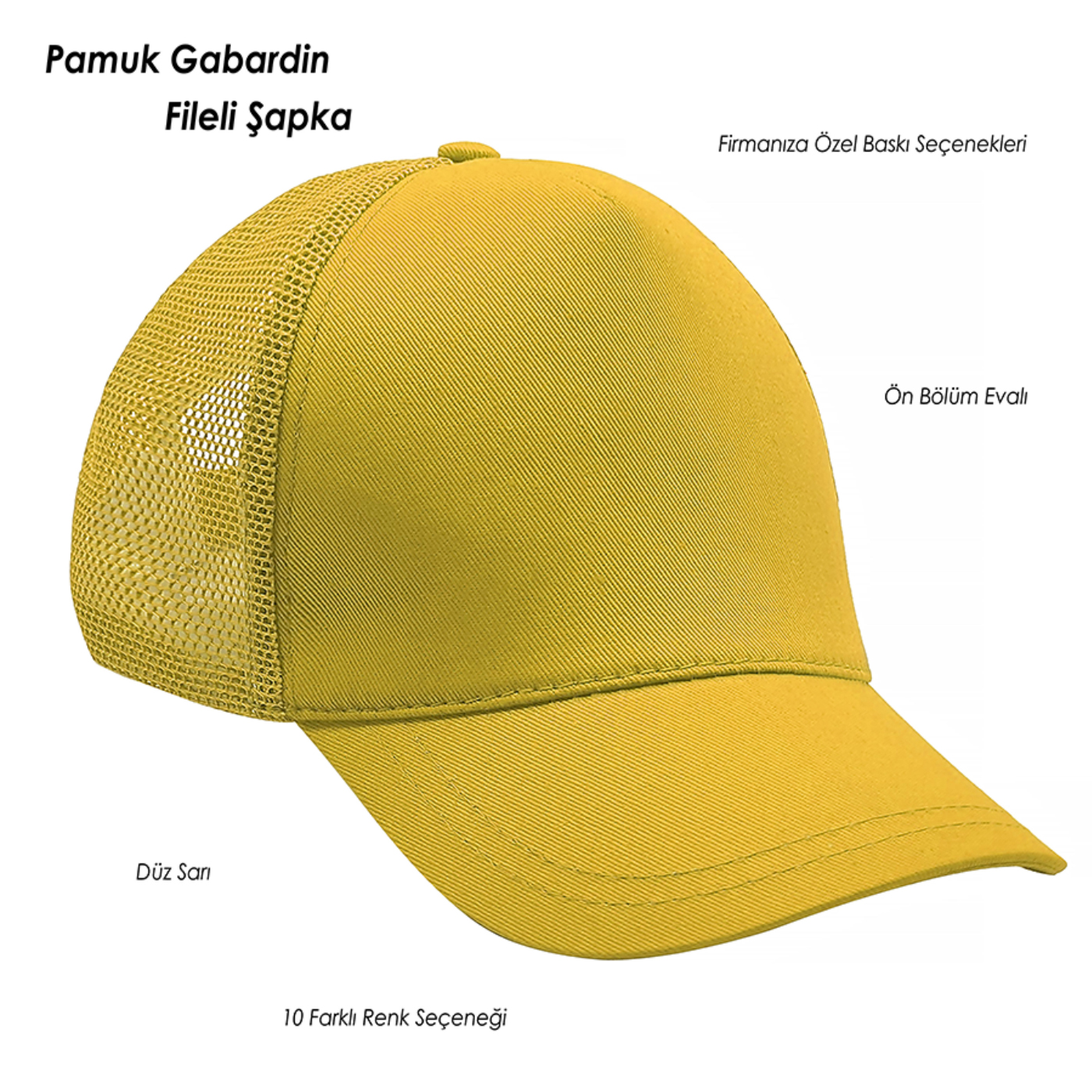 Yeşil Renk Fileli Pamuk Şapka