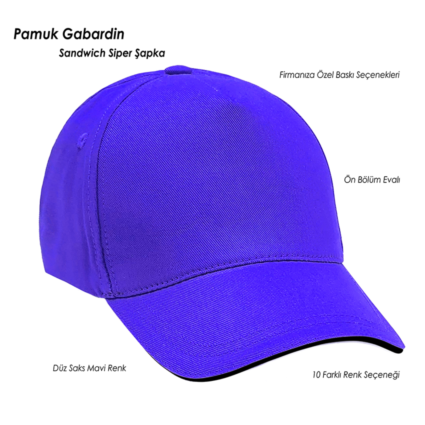 Saks Mavi Renk Pamuk Şapka