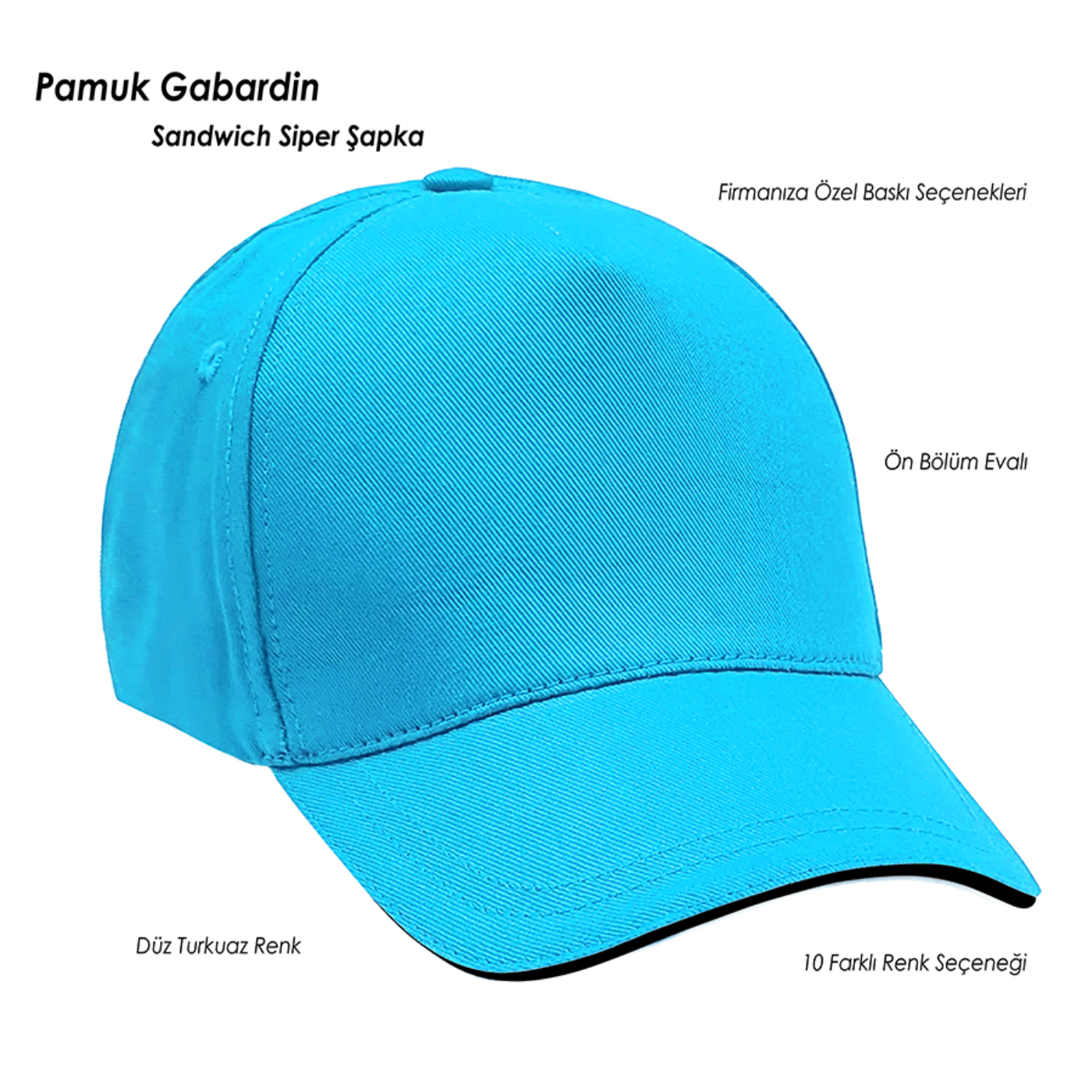 Saks Mavi Renk Pamuk Şapka