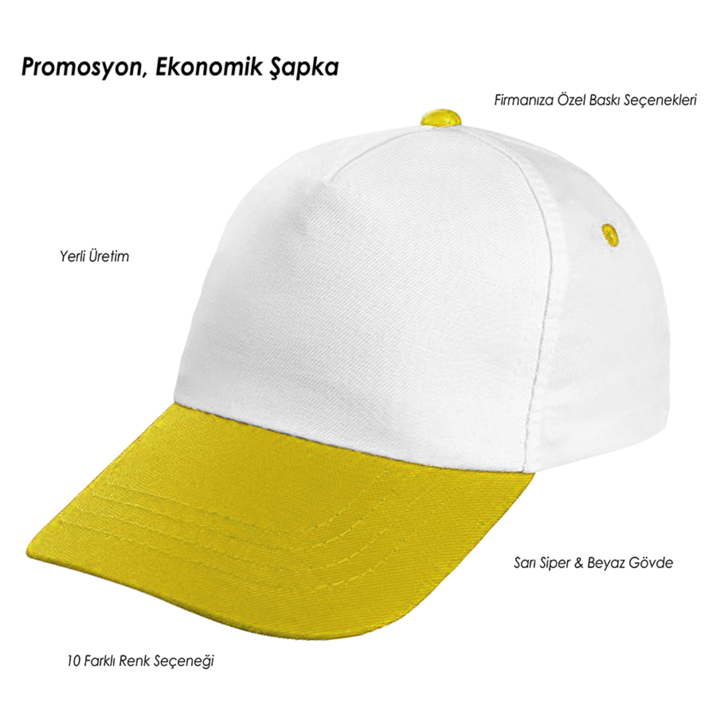 Beyaz Gövde - Sarı Siper Şapka
