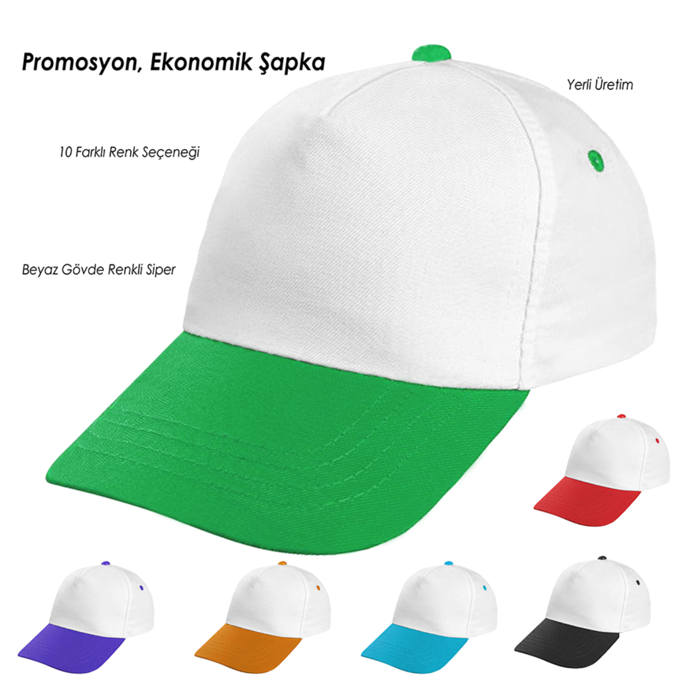Beyaz Gövde - Yeşil Siper Şapka
