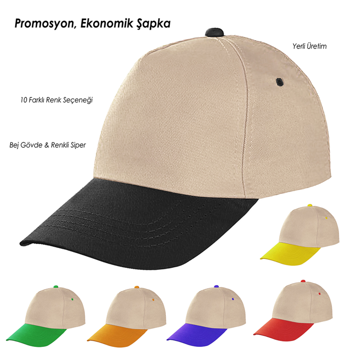 Bej Gövde - Siyah Siper Şapka