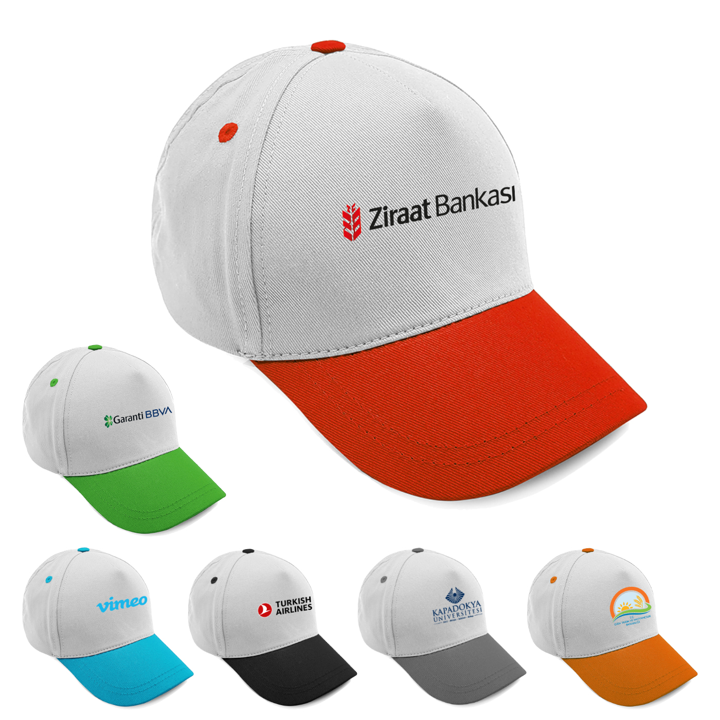 Promosyon Şapka - Pamuk - Renkli Siper